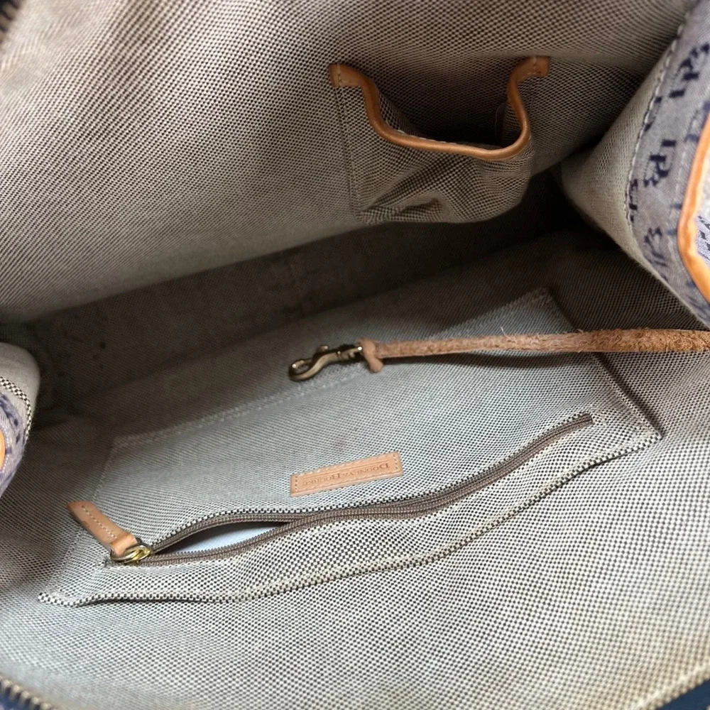 Dooney & Bourke Monogram Canvas Tote Bag and Matching Wristlet Blue Tan